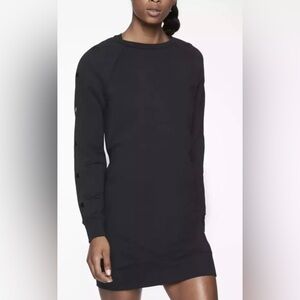 ATHLETA Black French Terry Snappy Long Sleeves Mini Sweatshirt Dress Size S
